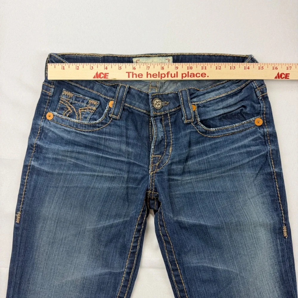 Big Star Liv Bermuda Denim Shorts Womens 29R Blue Low Rise Contrast Stitch